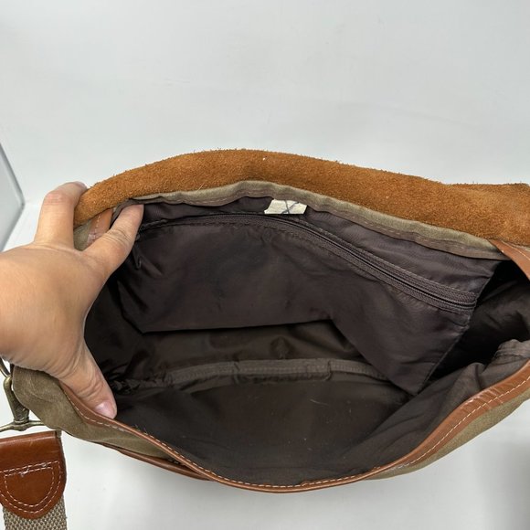 Vintage LL Bean Waxed Cotton Canvas & Leather Messenger Briefcase - Picture 14 of 16